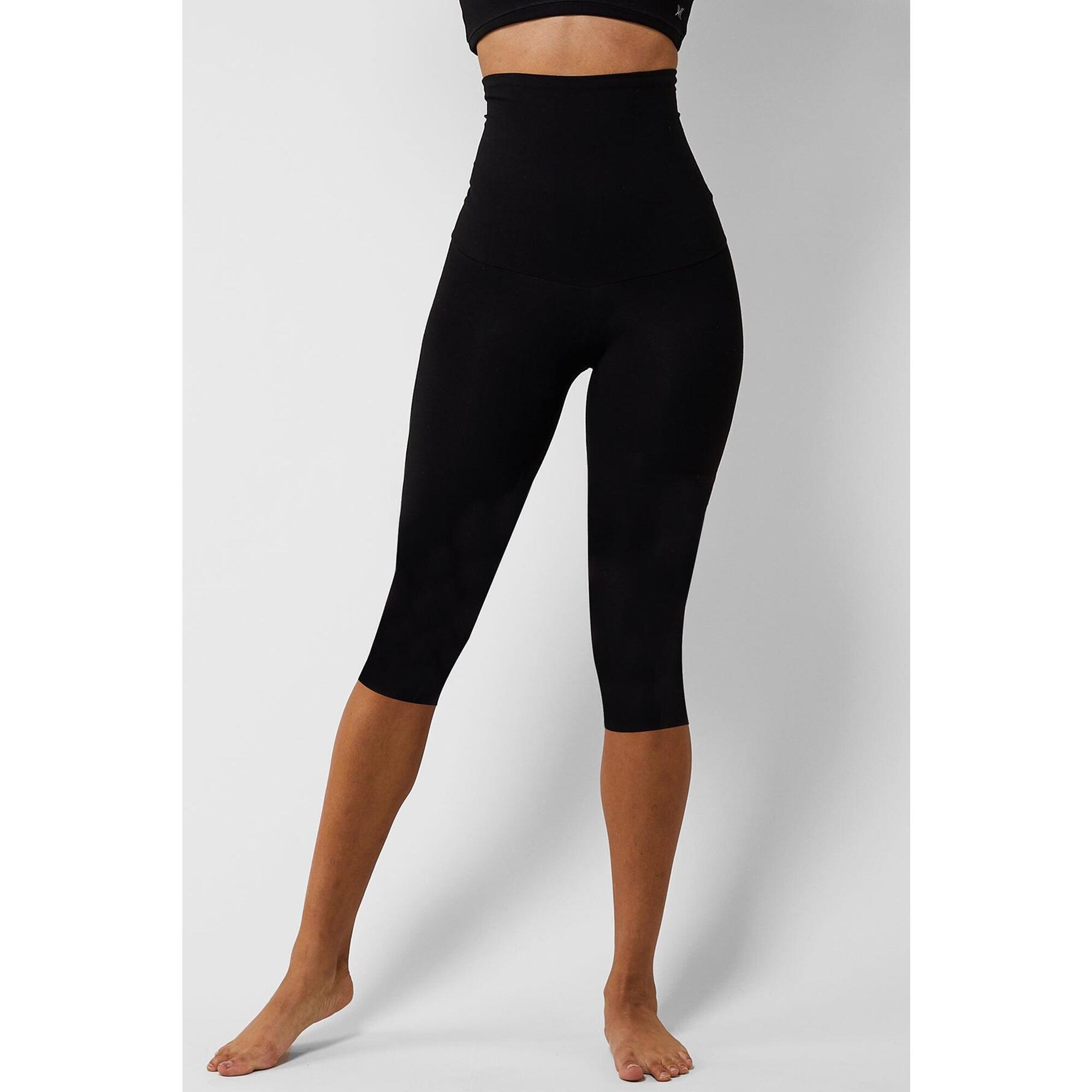 TLC SPORT Extra Strong Compression Capri with High Waisted Tummy Control Black