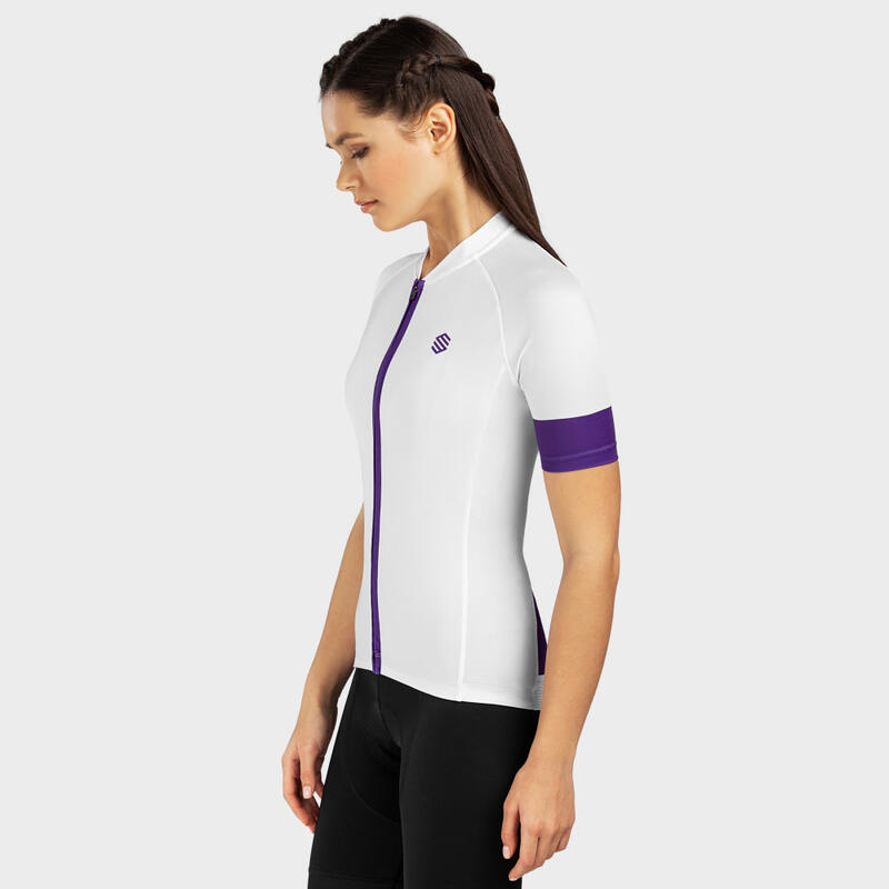 Kurzärmeliges Trikot Radsport SIROKO M2 Malbun Weiß Damen