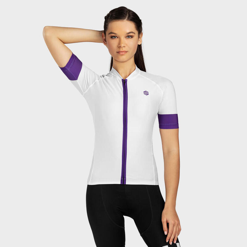 Kurzärmeliges Trikot Radsport SIROKO M2 Malbun Weiß Damen