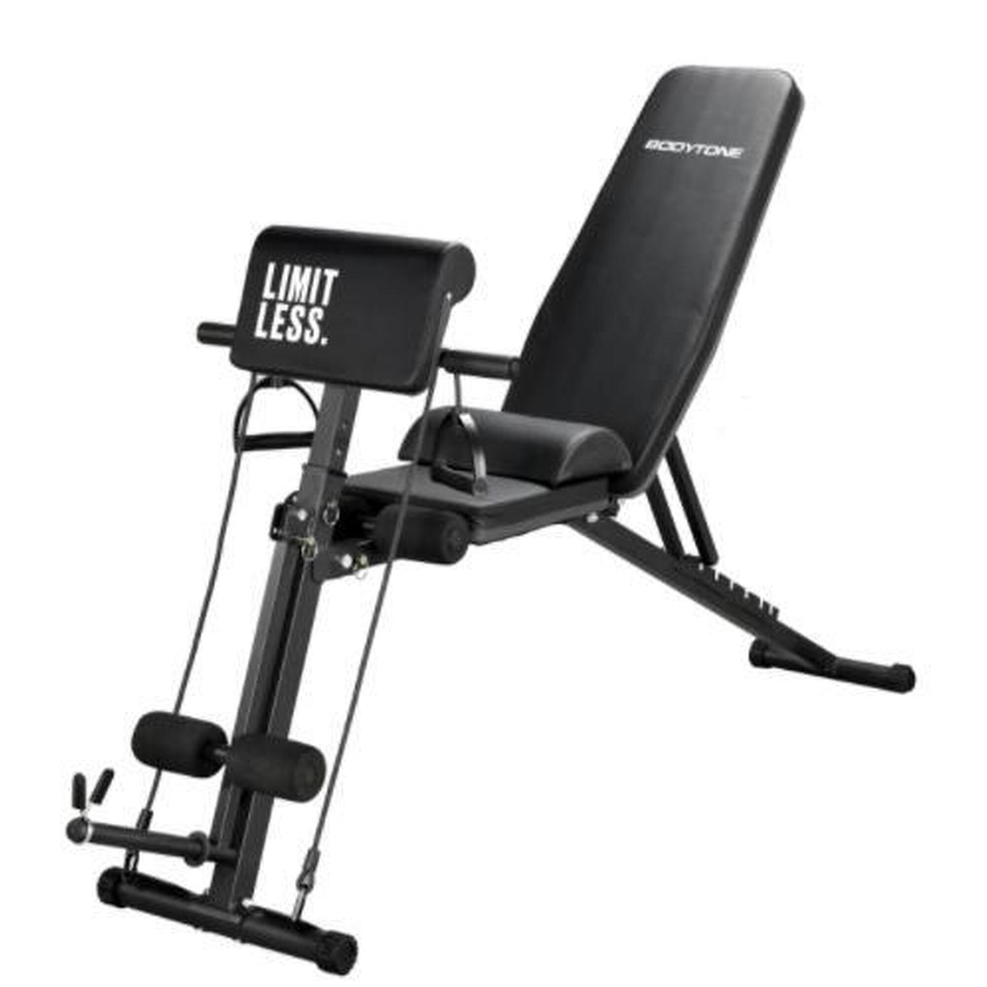 BODYTONE Banco musculación pesas plegable multifunción Bodytone DB3 con gomas reclinable