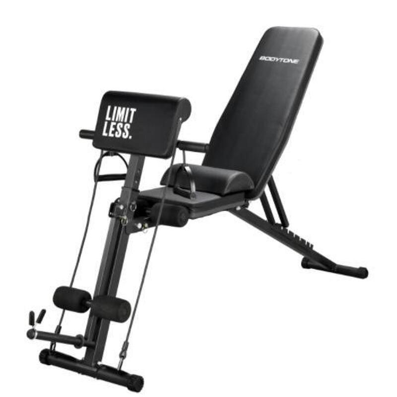 Banco musculación pesas plegable multifunción Bodytone DB3 con gomas reclinable