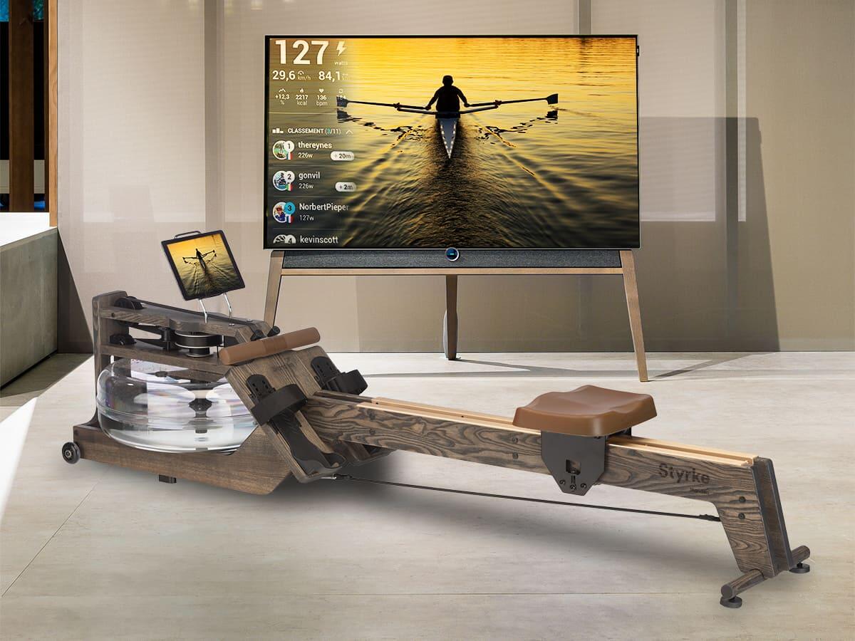 Máquina remo de agua Styrke - Fitness - Madera auténtica - Bluetooth 5/7