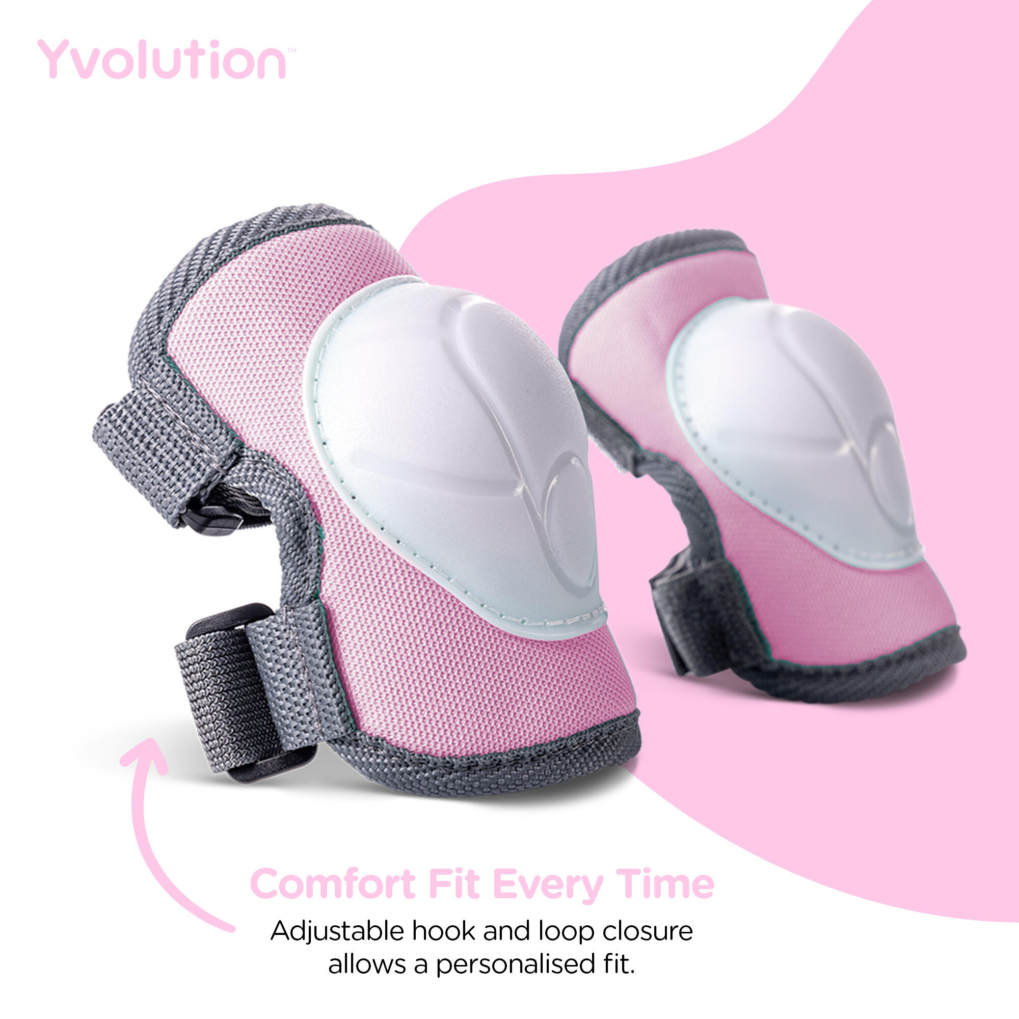 PROTEÇÃO DE COTOVELO, PULSO E JOELHO YVOLUTION ROSA PARA CRIANÇAS 3/4