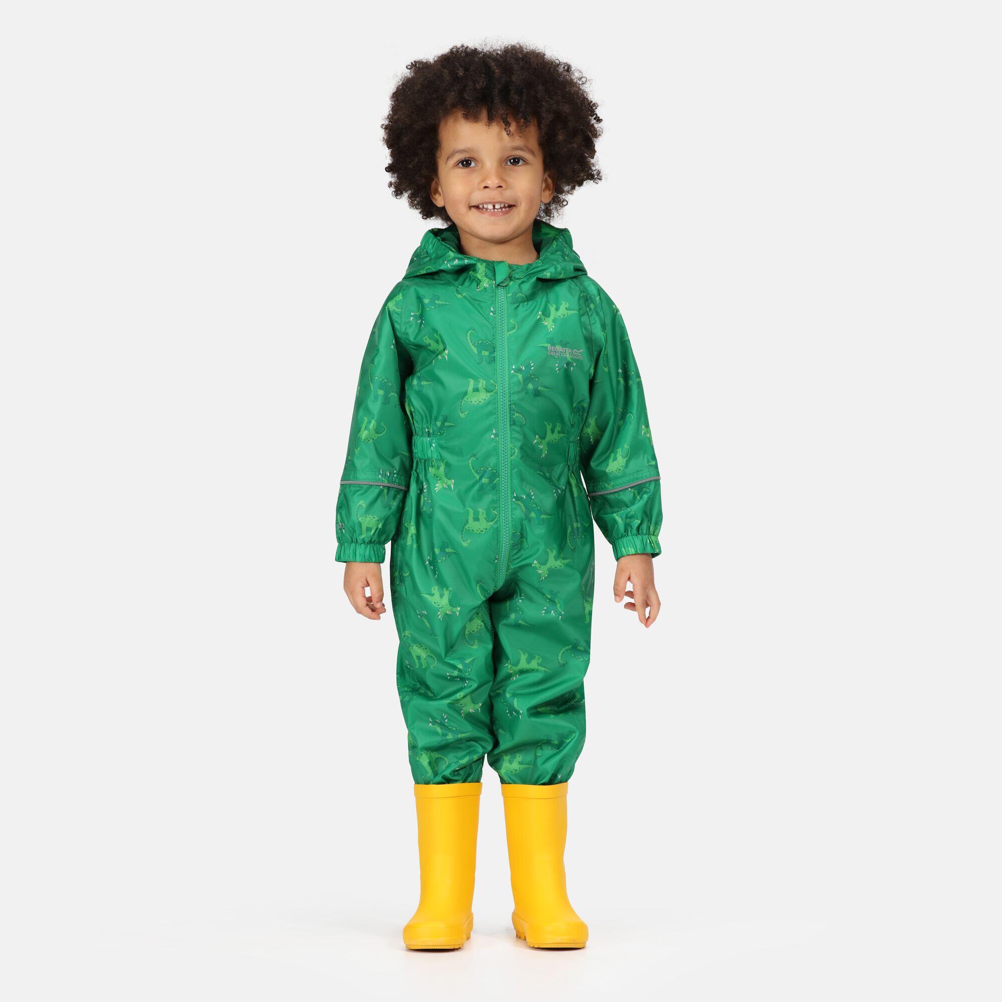 REGATTA Pobble Kids' Hiking Waterproof Puddlesuit - Green