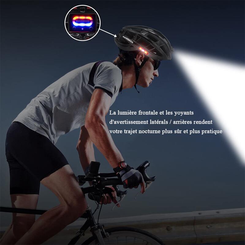 Casque de vélo adulte avec lampe USB rechargeable, Casque étanche EPS intégré an