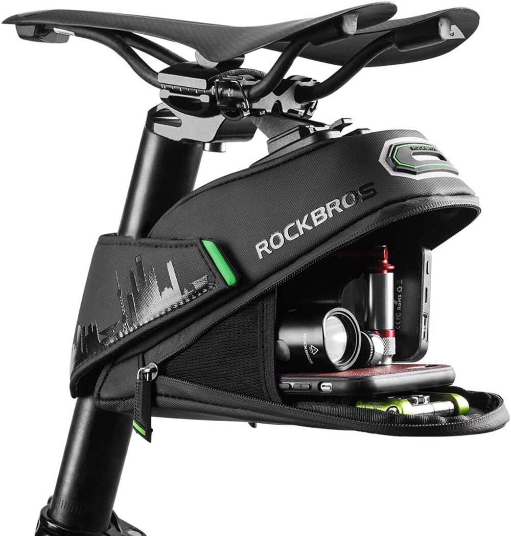 Sacoche de Selle Vélo Sac à dos étanche pour vélo Noir 1,5L Avec velcro 2/8