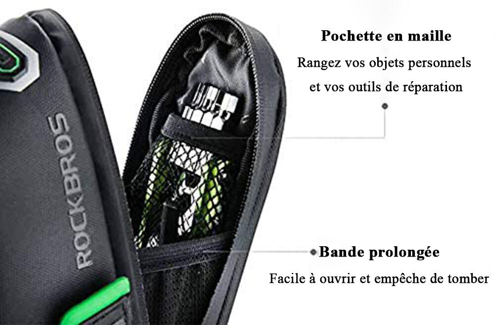 Sacoche de Selle Vélo Sac à dos étanche pour vélo Noir 1,5L Avec velcro 4/8