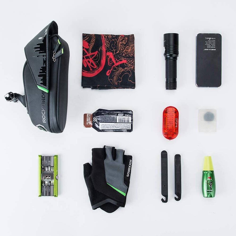 Sacoche de Selle Vélo Sac à dos étanche pour vélo Noir 1,5L Avec velcro 7/8