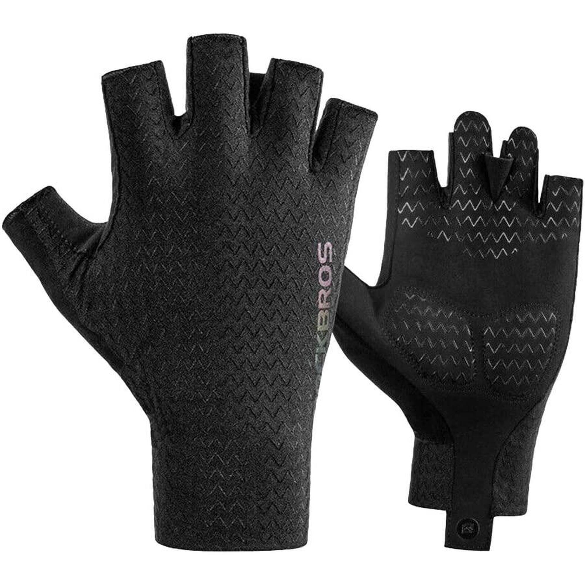 ROCKBROS Demi-Doigts Gants de Cyclisme pour Homme et Femme, Gants de Vélo Route Été, Antidérapants Élastiques Respirant, pour MTB VTT Fitness Running, Noir M-XL