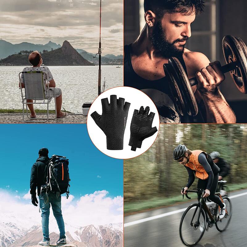 Gants de cyclisme d'été demi-doigts, gants anti-UV antidérapants légers et respi