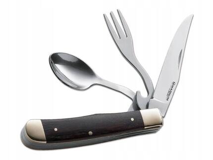 Camping-Besteck 3-teilig - Messer Bon Appetite - dunkelbraun