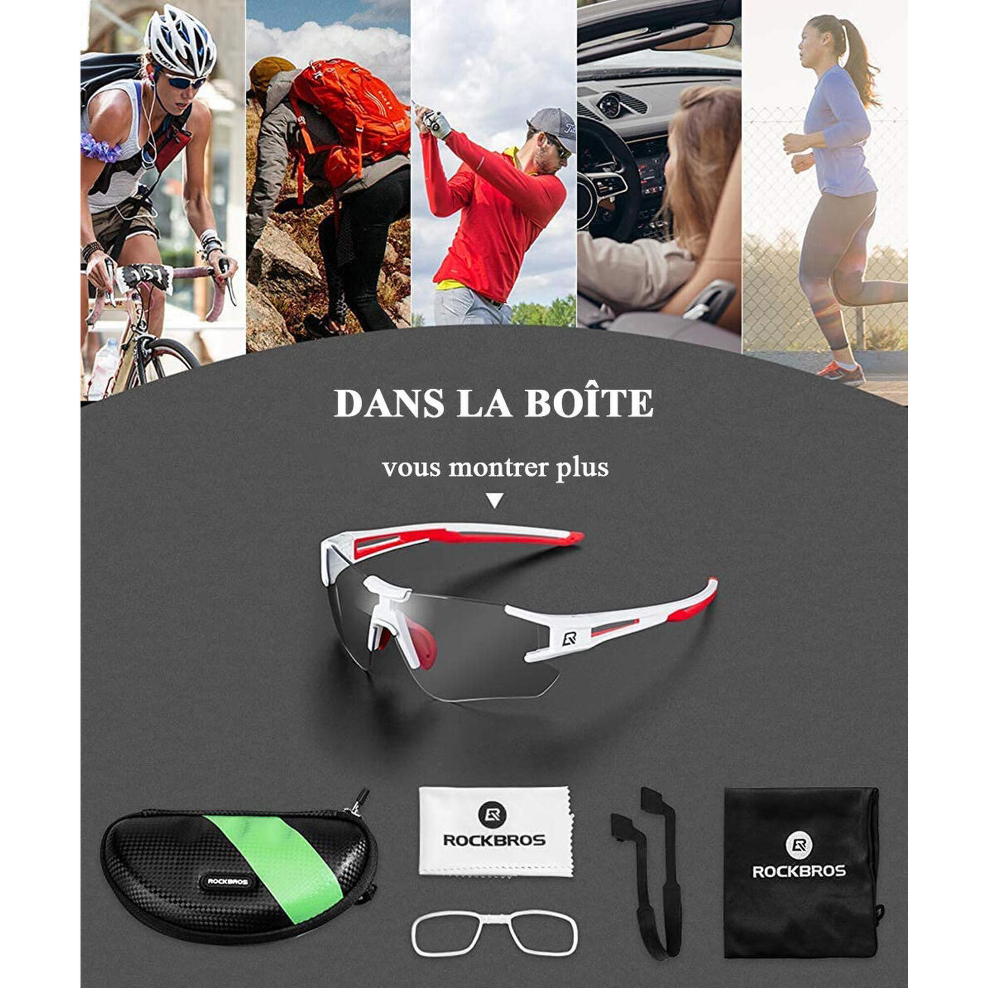 Gepolariseerde Photochromic Sportzonnebril, Cycling Half-Frame Anti-UV 400 6/7