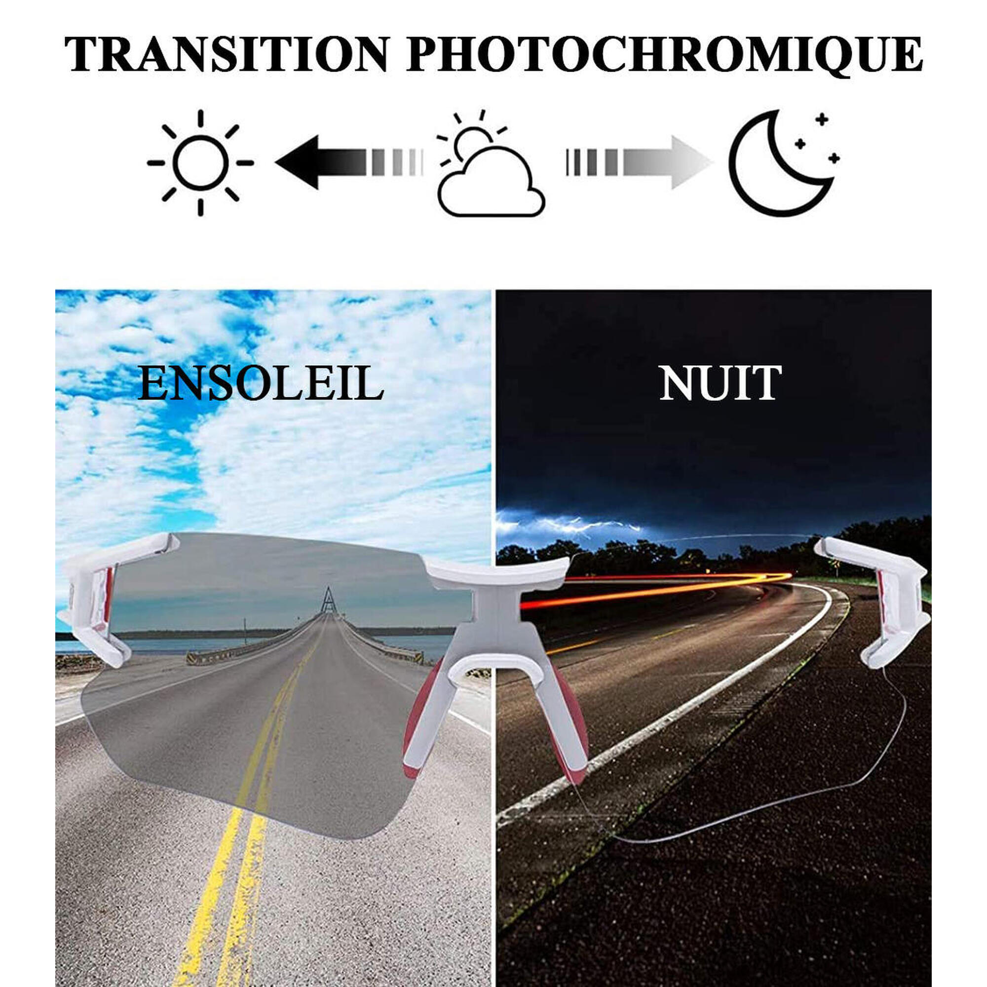 Gepolariseerde Photochromic Sportzonnebril, Cycling Half-Frame Anti-UV 400 5/7