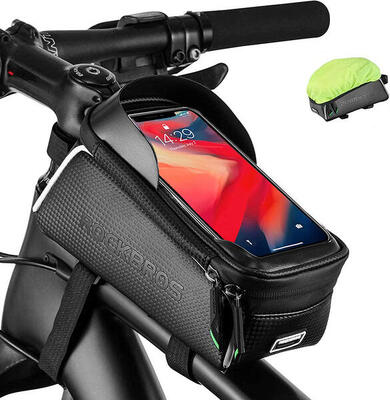 Borsa da telaio per bicicletta per telefono touchscreen inferiore a 6.3" Nero 2L
