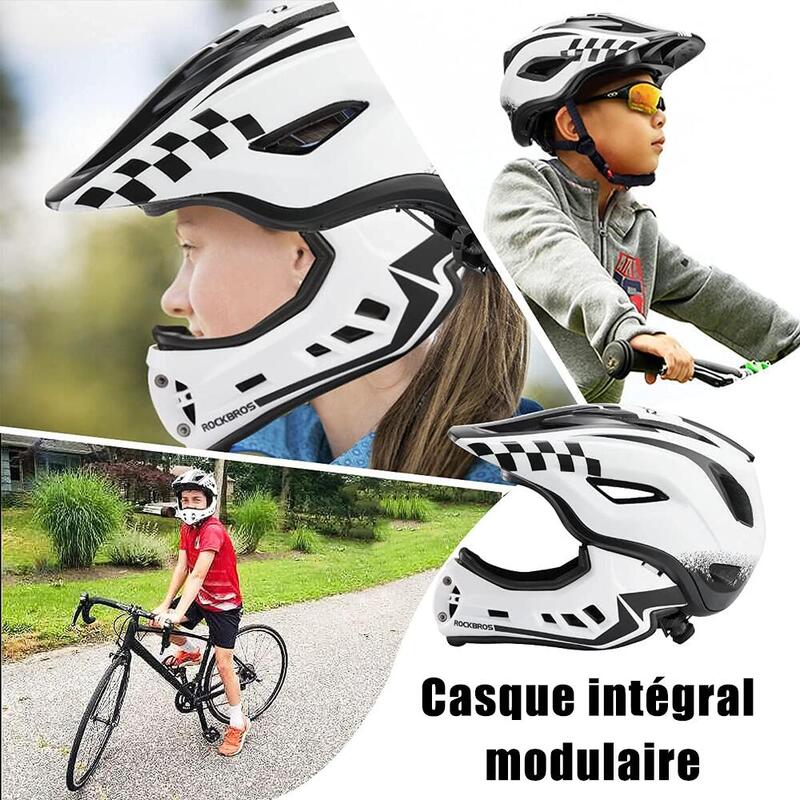 Casque de vélo S pour enfants 48-53cm avec protège-menton amovible