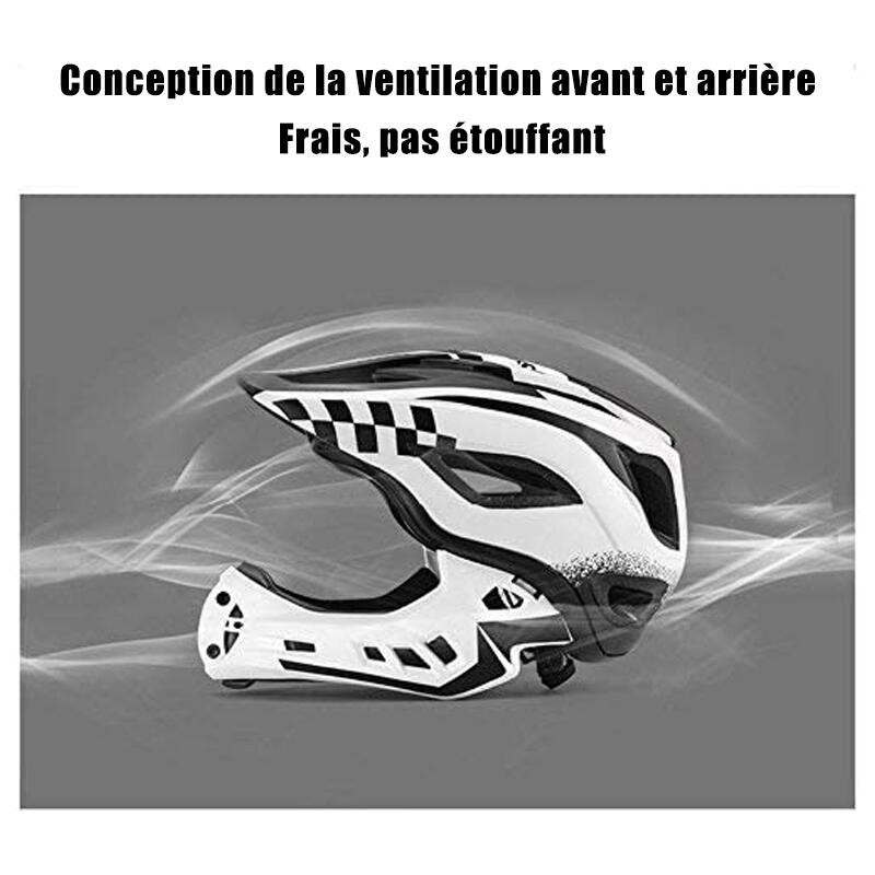 Casque de vélo S pour enfants 48-53cm avec protège-menton amovible