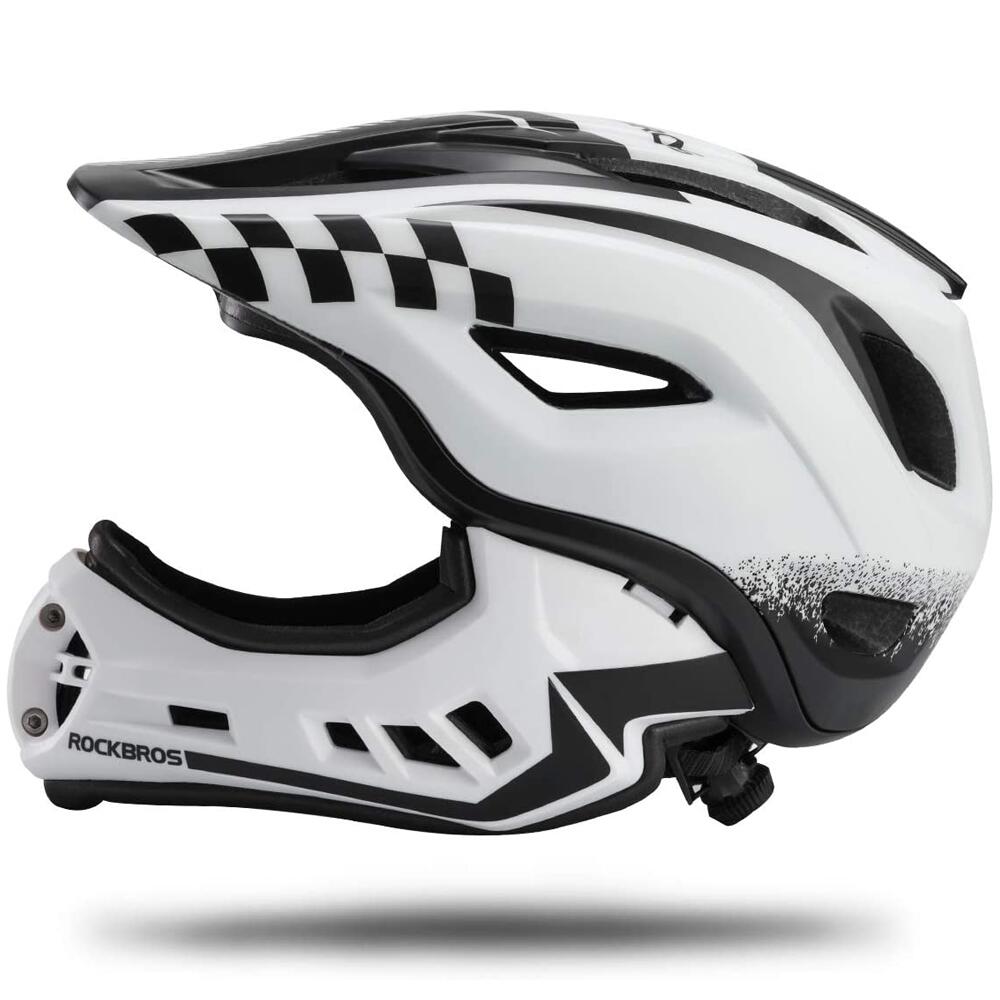 Rockbros - Casque De Vélo S Pour Enfants 48-53cm Avec Protège-menton Amovible - Casque - Blanc - S - Decathlon