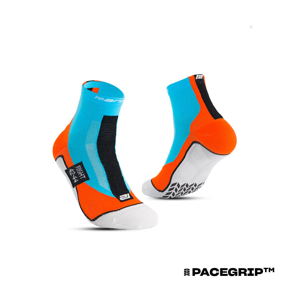 Ranna - Chaussettes De Running Antidérapantes Run-r Grip - Chaussettes - Blanc|bleu|orange - 35/38 - Decathlon