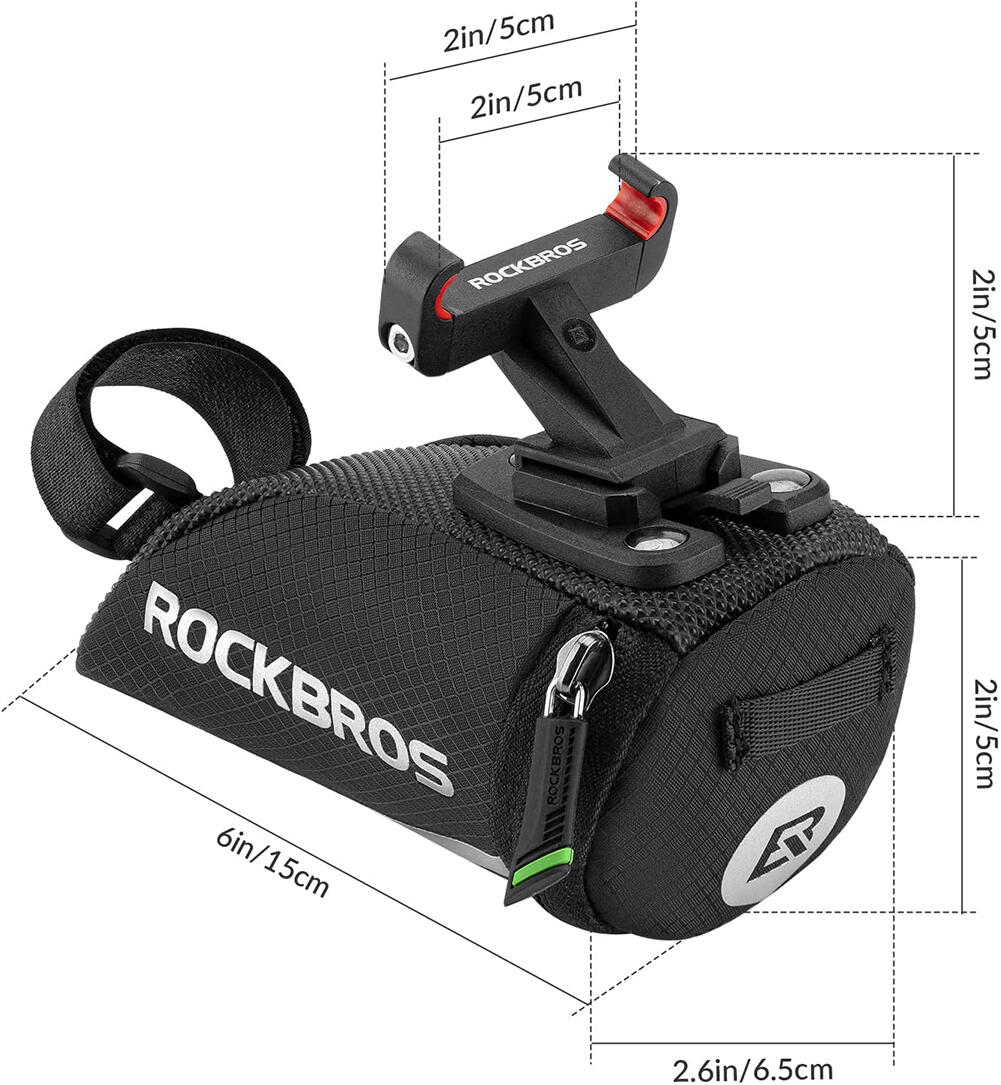 Sacoche de Selle de Bicyclette Arrière Mini 0,5L Sac de cyclisme Nylon Noir avec 6/7