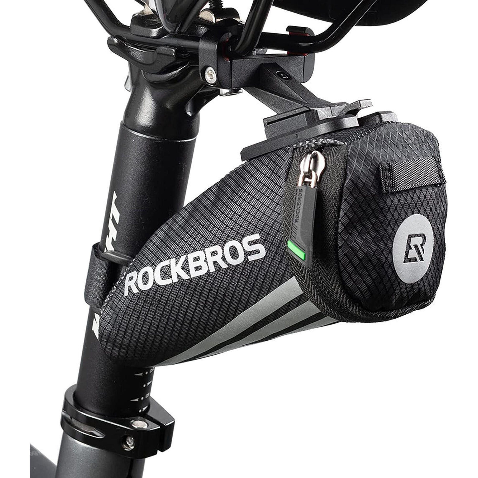 Rockbros - Sacoche De Selle De Bicyclette Arrière Mini 0,5l Sac De Cyclisme Nylon Noir Avec - Sacoche Selle Vélo - Noir - 0,5 L - Decathlon