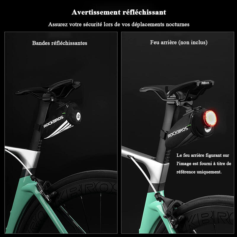 Sacoche de Selle de Bicyclette Arrière Mini 0,5L Sac de cyclisme Nylon Noir avec
