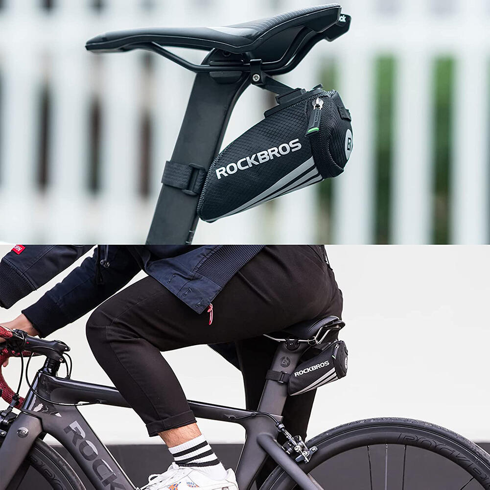 Sacoche de Selle de Bicyclette Arrière Mini 0,5L Sac de cyclisme Nylon Noir avec 5/7