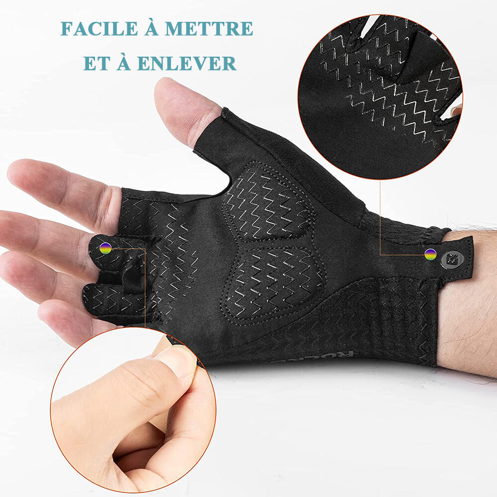 Gants De Cyclisme Demi-doigts - Rembourrés, Antidérapants, Respirants - Pour VTT, Vélo Route, Moto - Hommes/femmes