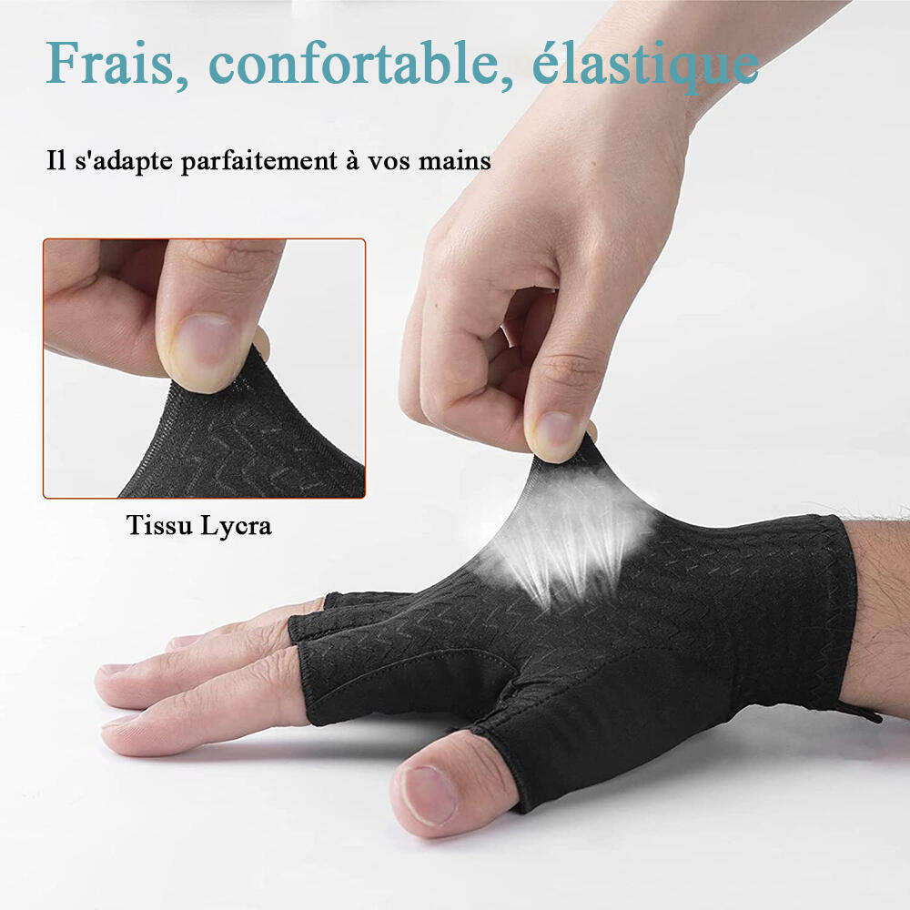 Gants De Cyclisme Demi-doigts - Paume Rembourrée 3 Zones, Tissu Lycra Respirant, Sangle Velcro - Pour VTT, Route, Randonnée