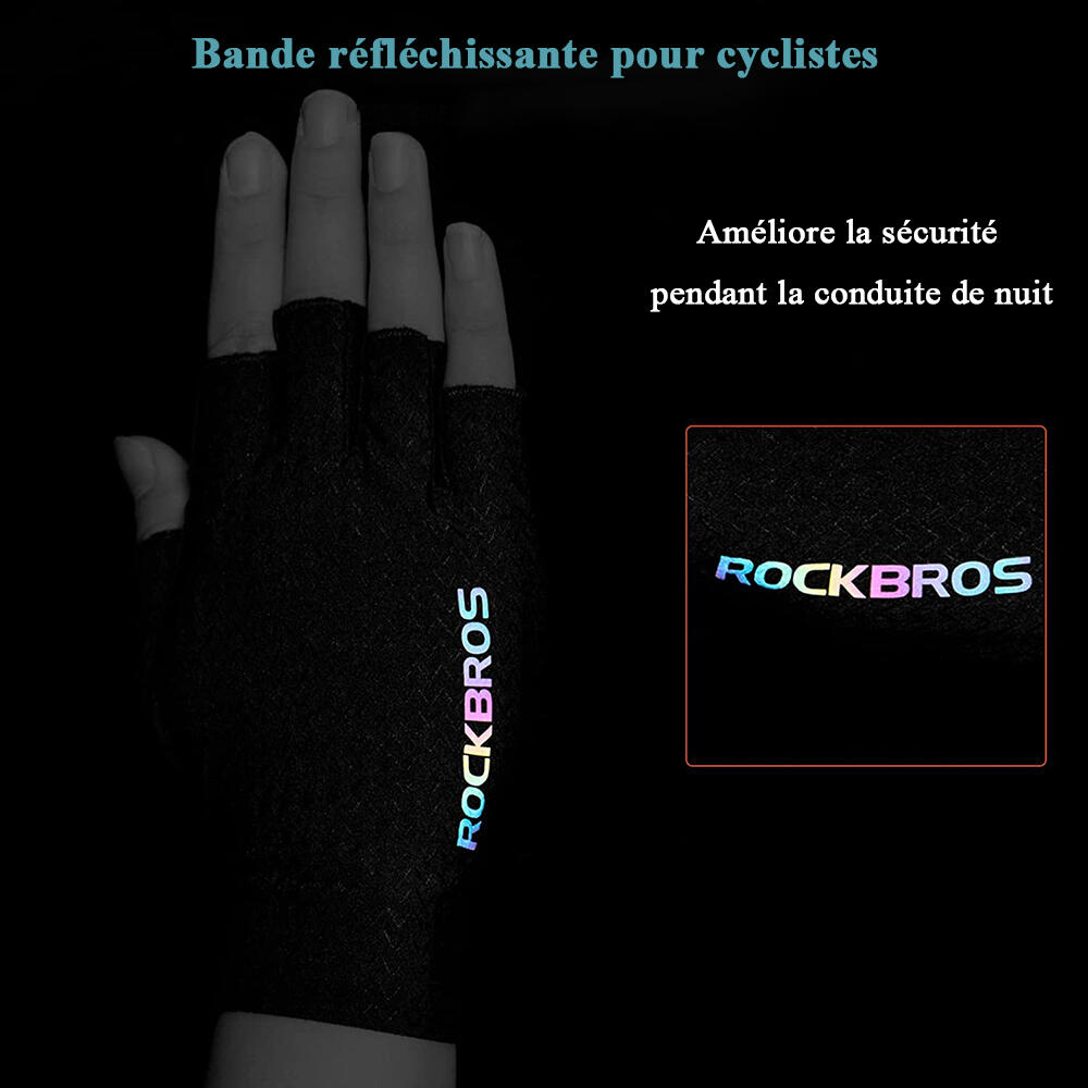 Gants De Cyclisme Demi-doigts ROCKBROS – Respirants, Antidérapants, Rembourrés, Tailles M à XL