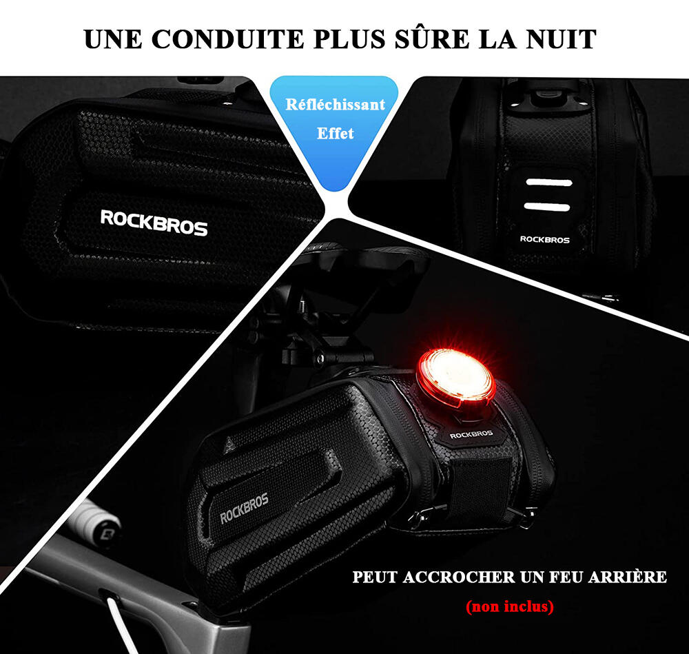 Sacoche Bicyclette Cadre Durable Sacoche De Selle Imperméable et Réfléchissant 1 3/8