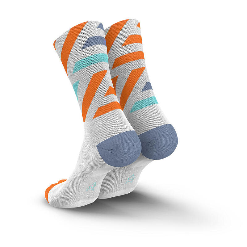 Ultra-light Breathable High-Cut Running Socks - White/Orange