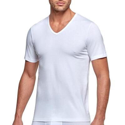 T-shirt met v-hals van stretchkatoen essentials