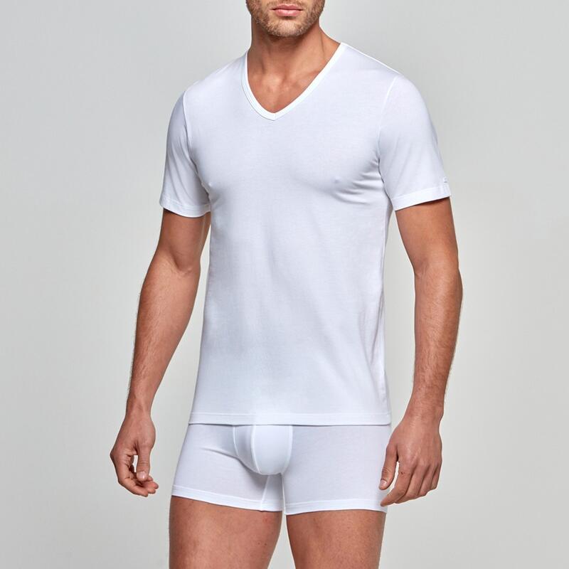 T-shirt col V coton stretch Essentials