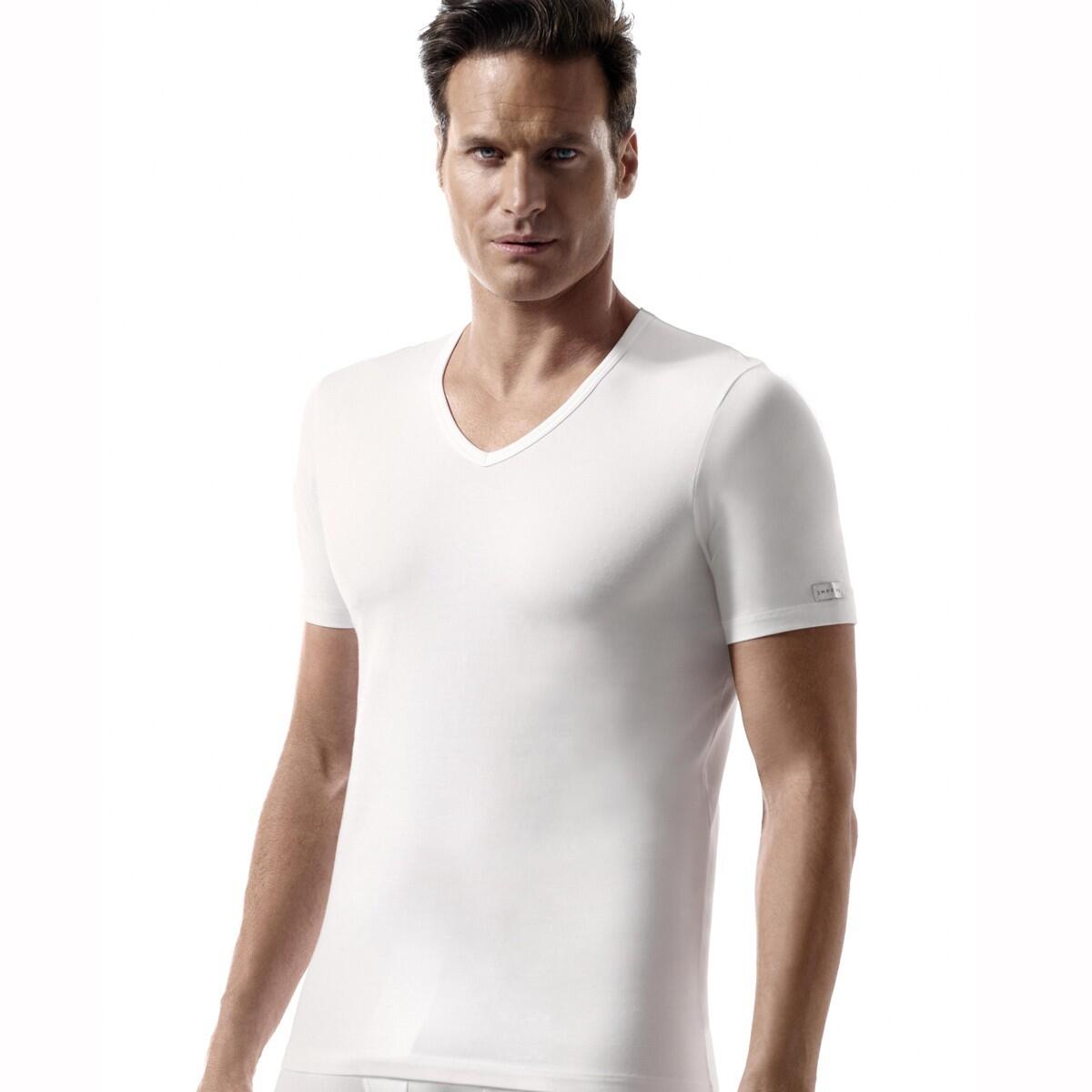 T-shirt col V coton stretch Essentials 5/5