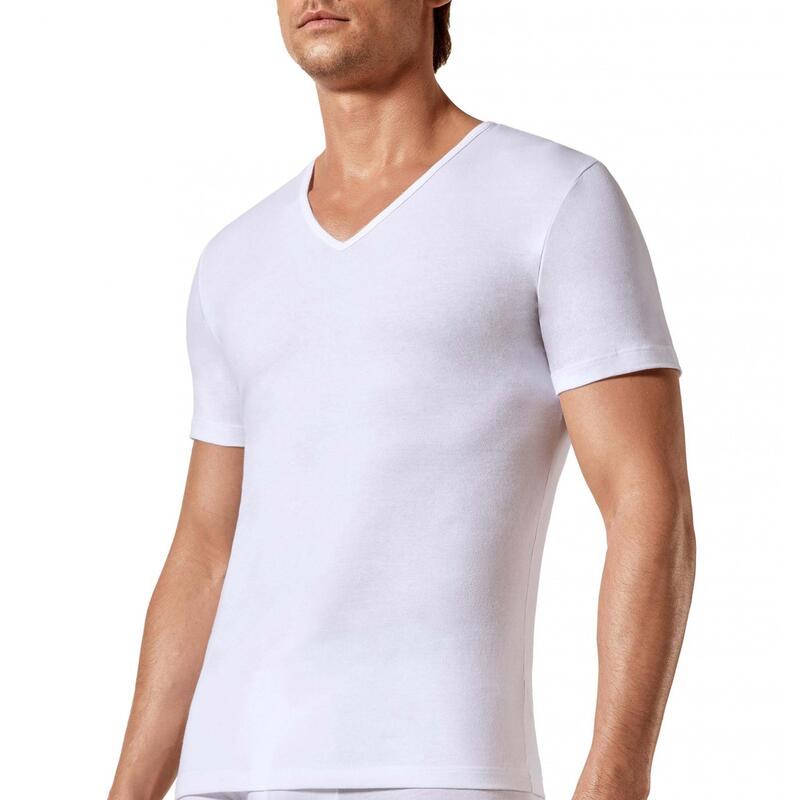Homewear T-shirt met V-hals biologisch Oeko-Tex katoen Cotton