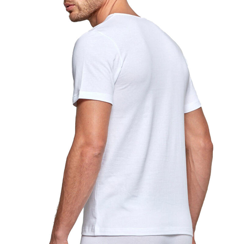 Camiseta homewear de algodón ecológico Oeko-Tex con cuello en V