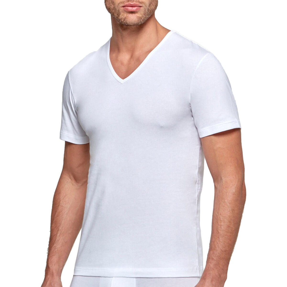 T-shirt homewear bio organique Oeko-Tex col V Cotton Organic 1/5