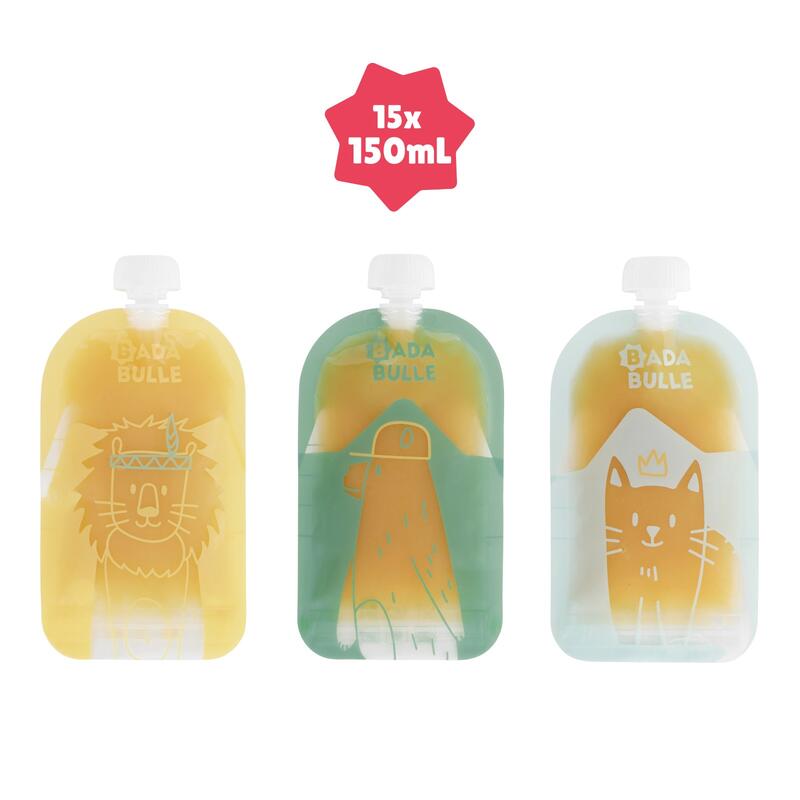 Set van 15 herbruikbare luchtdichte waterflessen voor kinderen - 150 ml