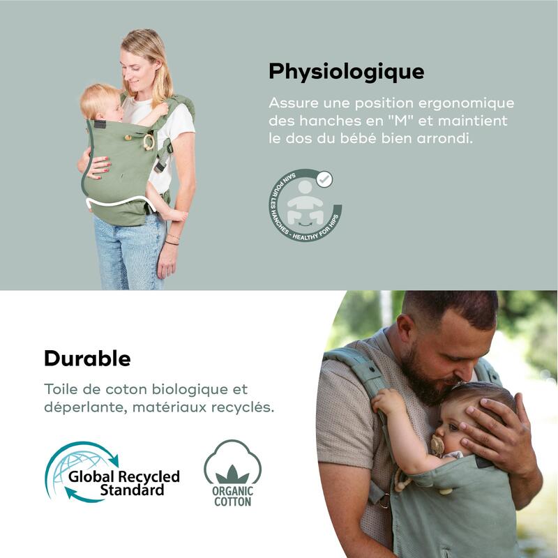 Porte bébé physiologique évolutif breveté - Moov & Boost Vert