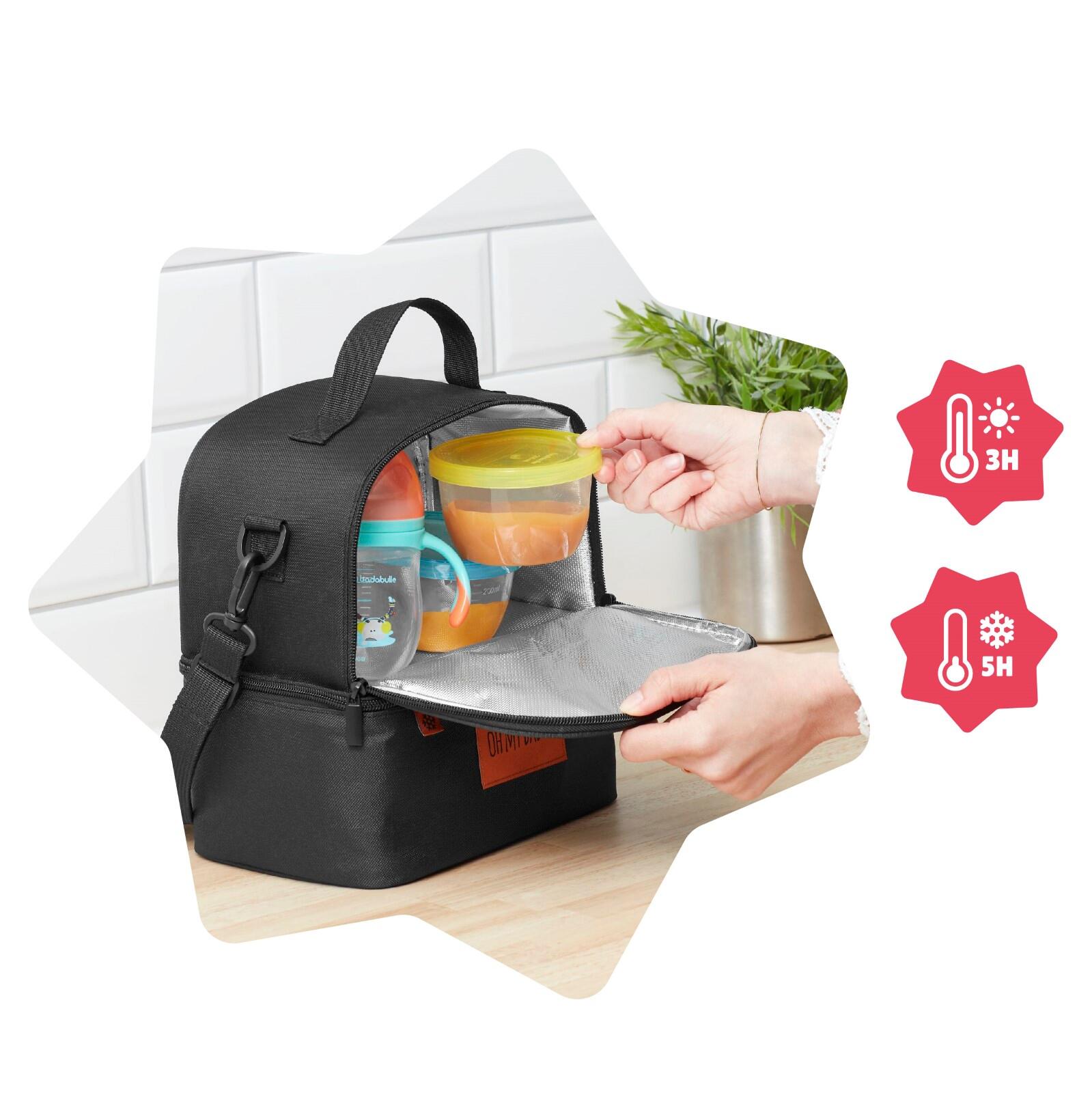 Sac repas isotherme 5L  enfant 2 compartiments conserve froid (5h) chaud (3h) 3/8