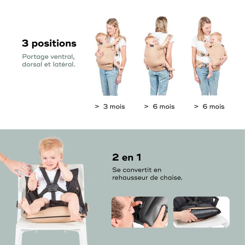 Porte bébé physiologique évolutif breveté - Moov & Boost Beige