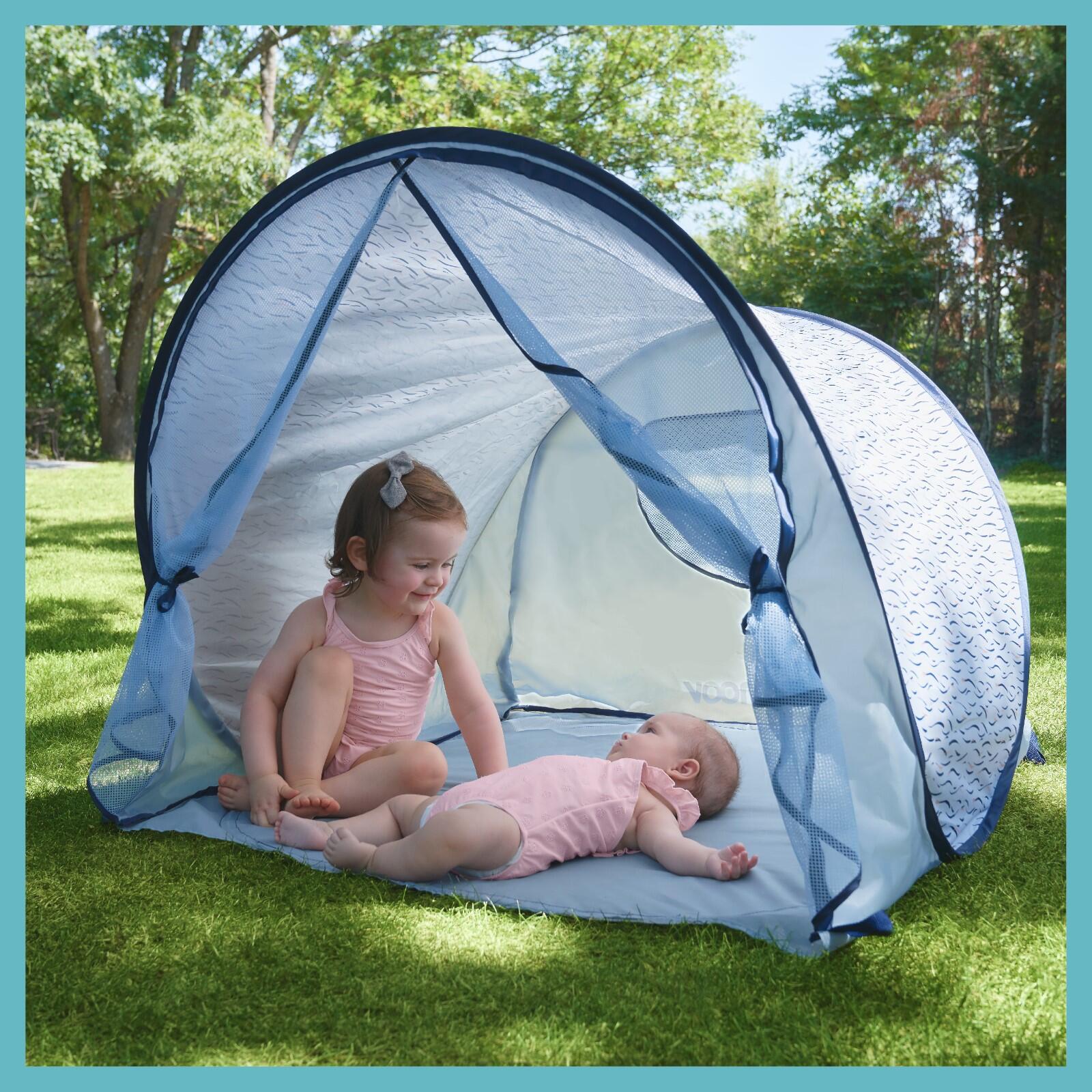 Strandmuschel UV-Schutz 50+ mit Moskitonetz für Babys und Kinder - Blue Waves 2/7
