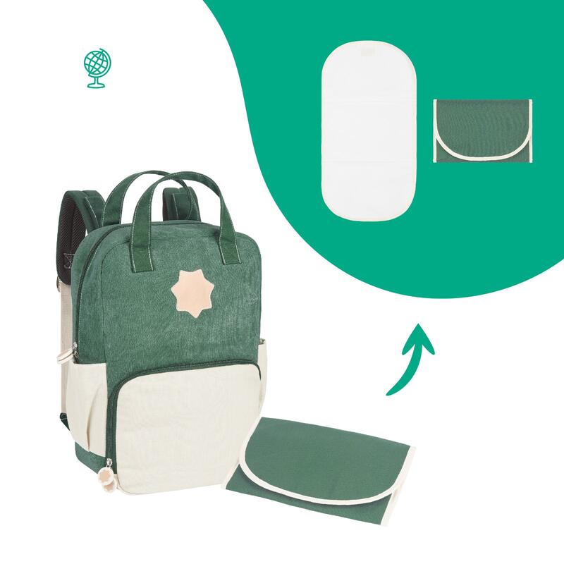 Mochila cambiador para paseos en familia con 15L de capacidad- Verde