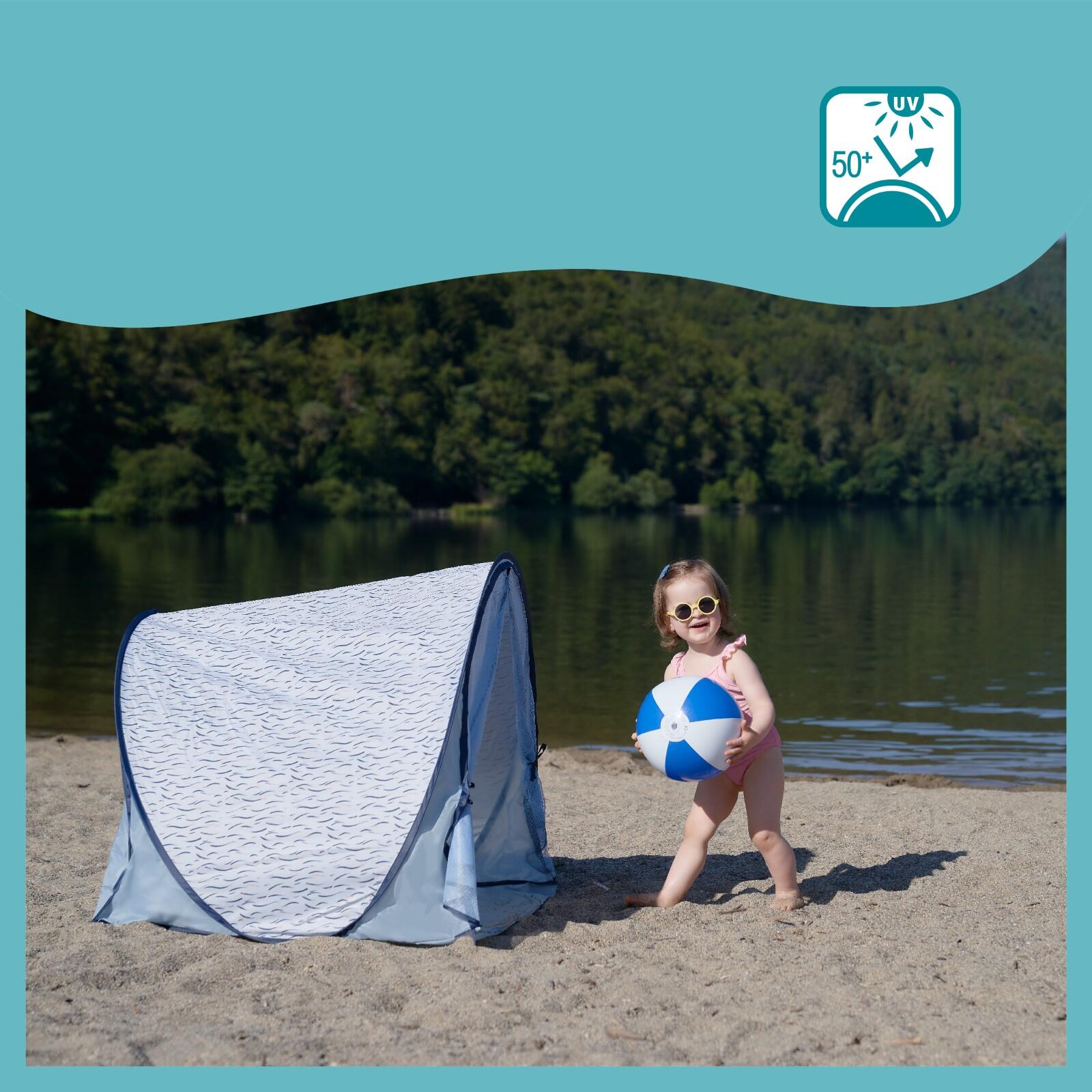 Strandmuschel UV-Schutz 50+ mit Moskitonetz für Babys und Kinder - Blue Waves 3/7