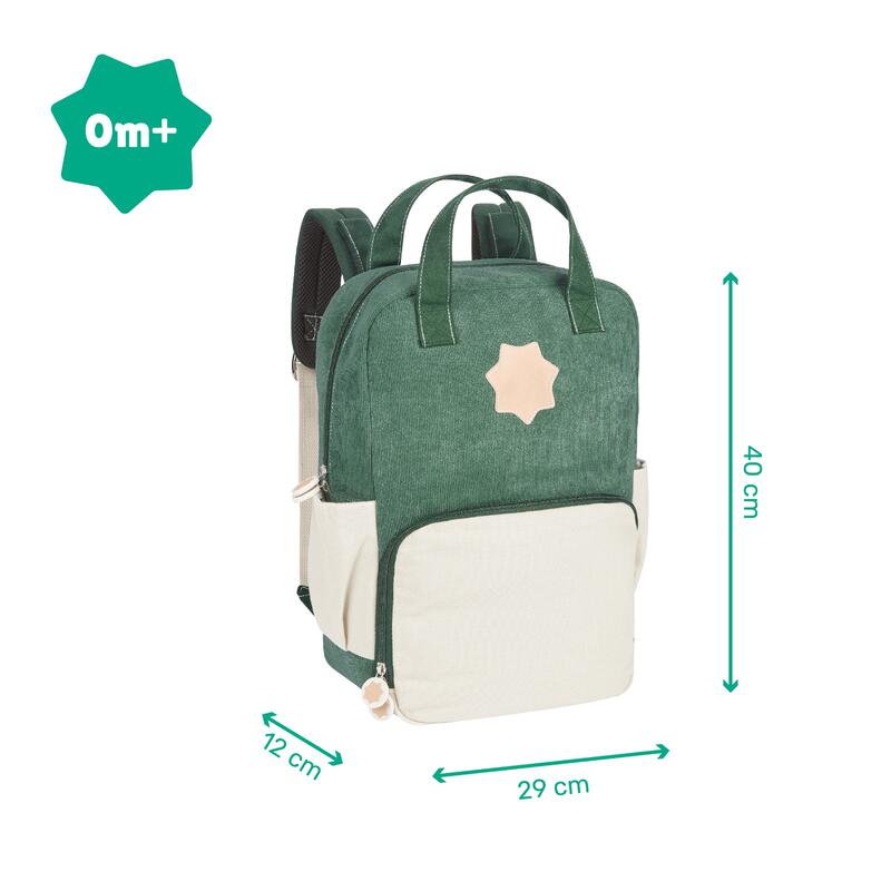 Mochila cambiador para paseos en familia con 15L de capacidad- Verde