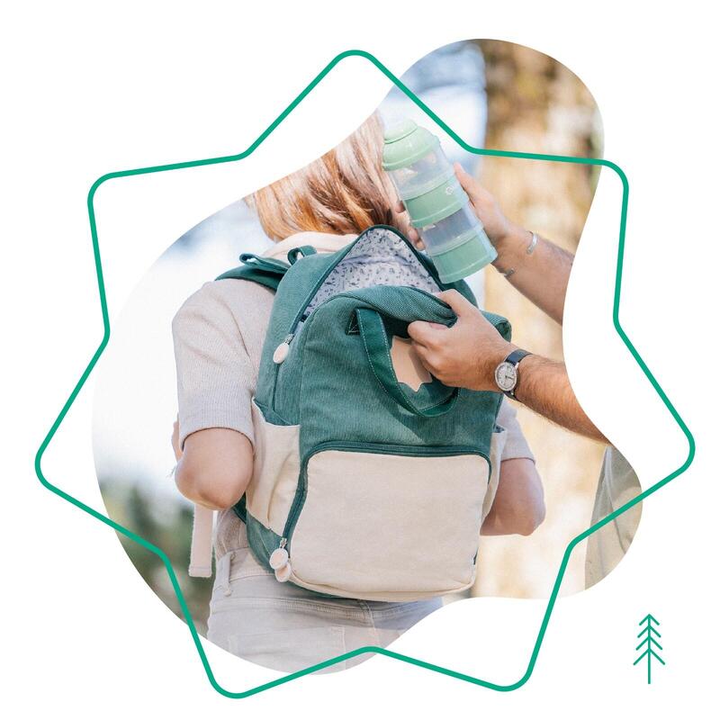 Mochila cambiador para paseos en familia con 15L de capacidad- Verde