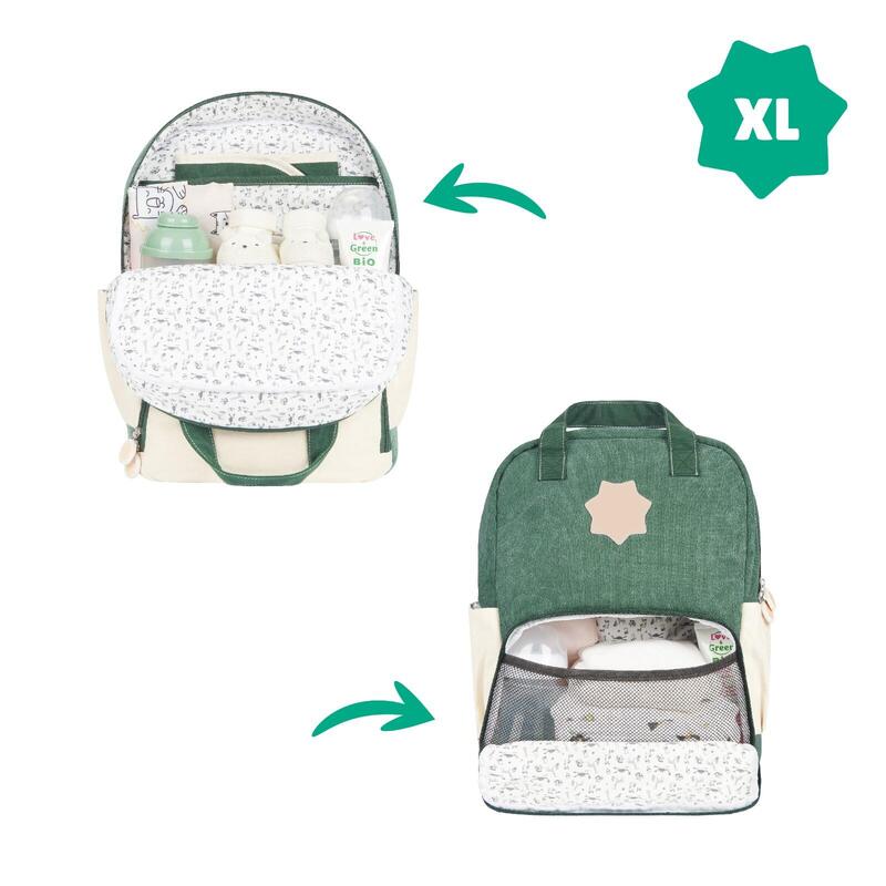 Mochila cambiador para paseos en familia con 15L de capacidad- Verde