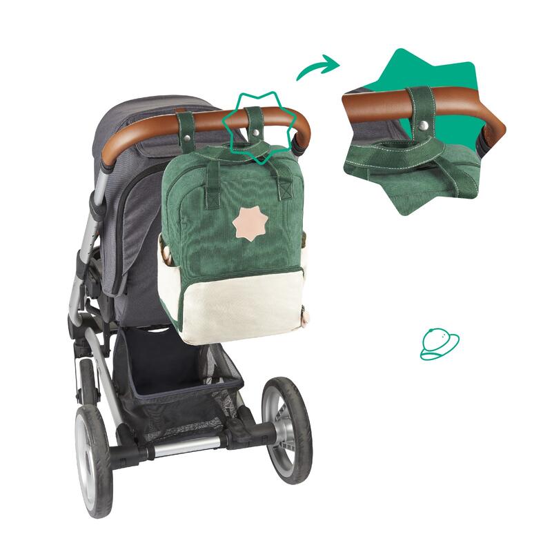 Mochila cambiador para paseos en familia con 15L de capacidad- Verde