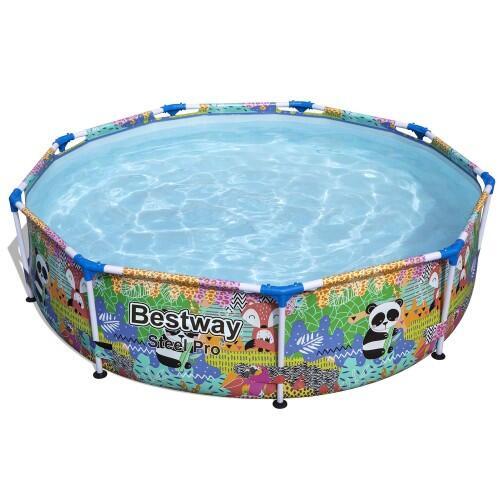 Bestway - Steel Pro - Piscine tubulaire - 274x66 cm - Imprimé animal - Ronde