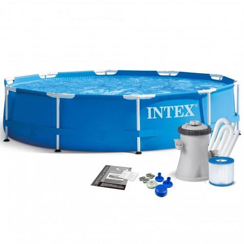 Piscina cu cadru metalic INTEX 28202, rotunda, albastra, 305x76 cm